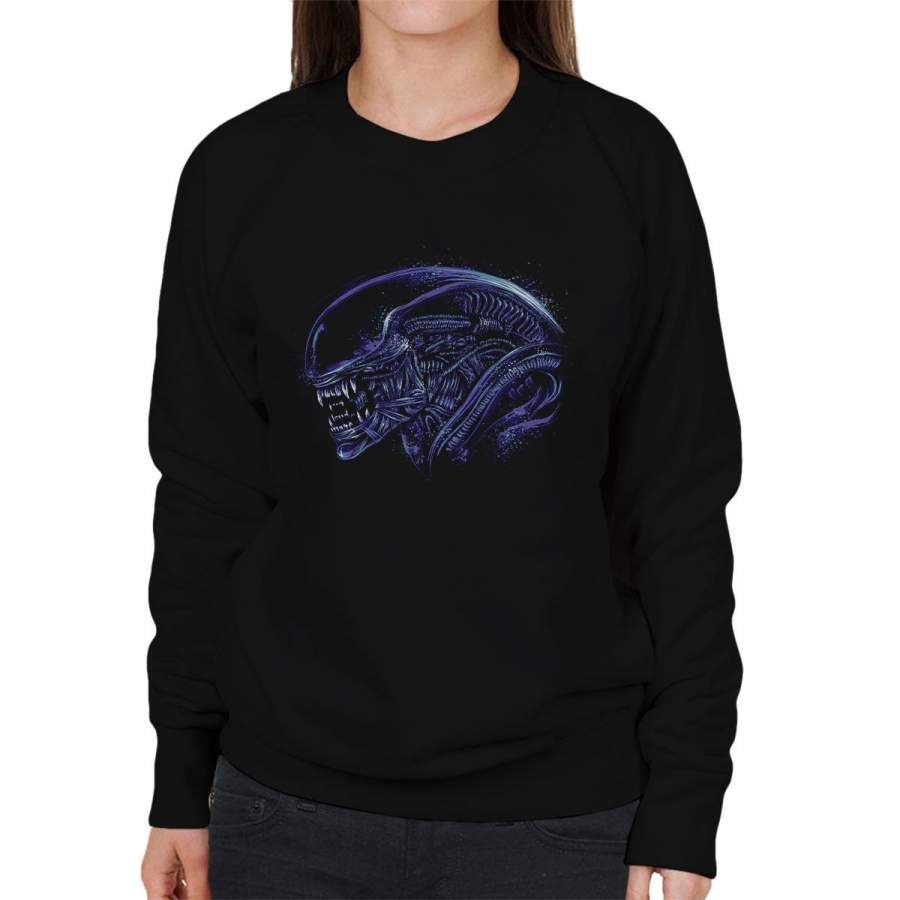 Aliens Space Nightmare Purple Women’s Sweatshirt