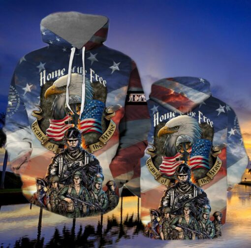 Veteran Home Of The Free Because Of The Brave 3D All Over Print Shirts For Men & Women, Happy Veteran Memorial 3D Shirts, Veteran Day