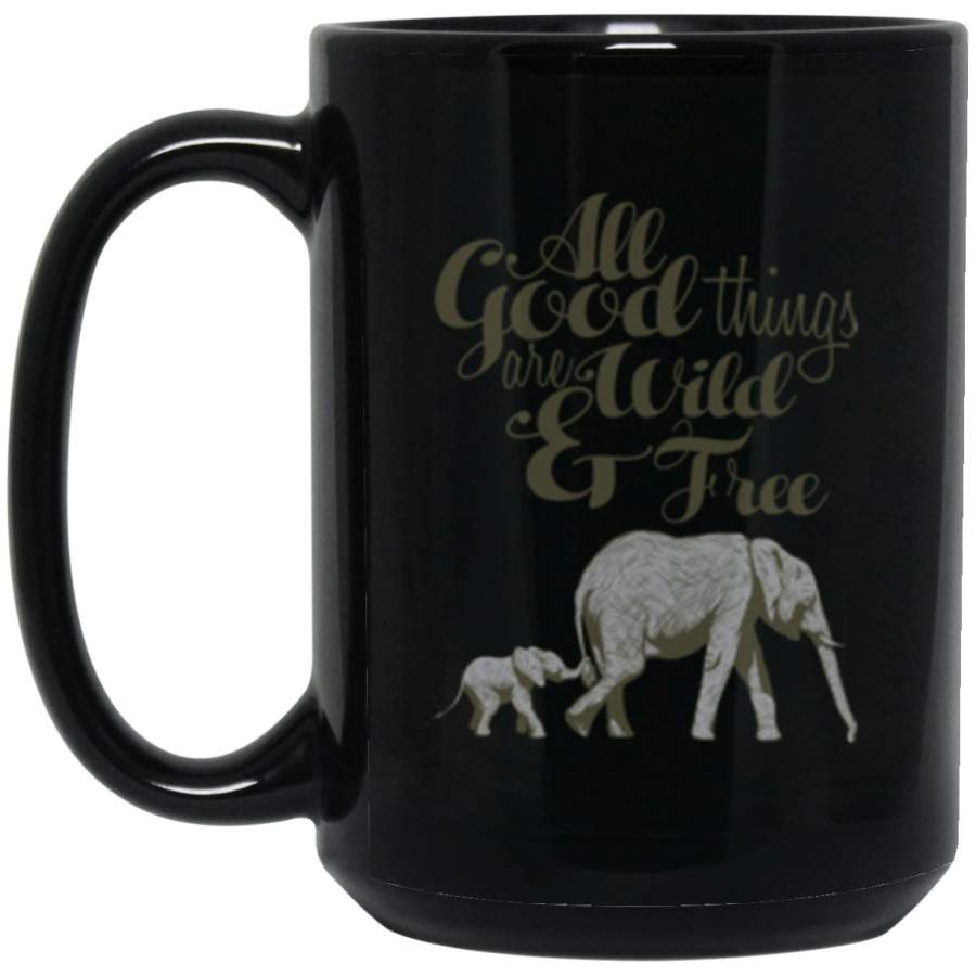 Elephant Wild & Free Mug 15oz (2-sided)