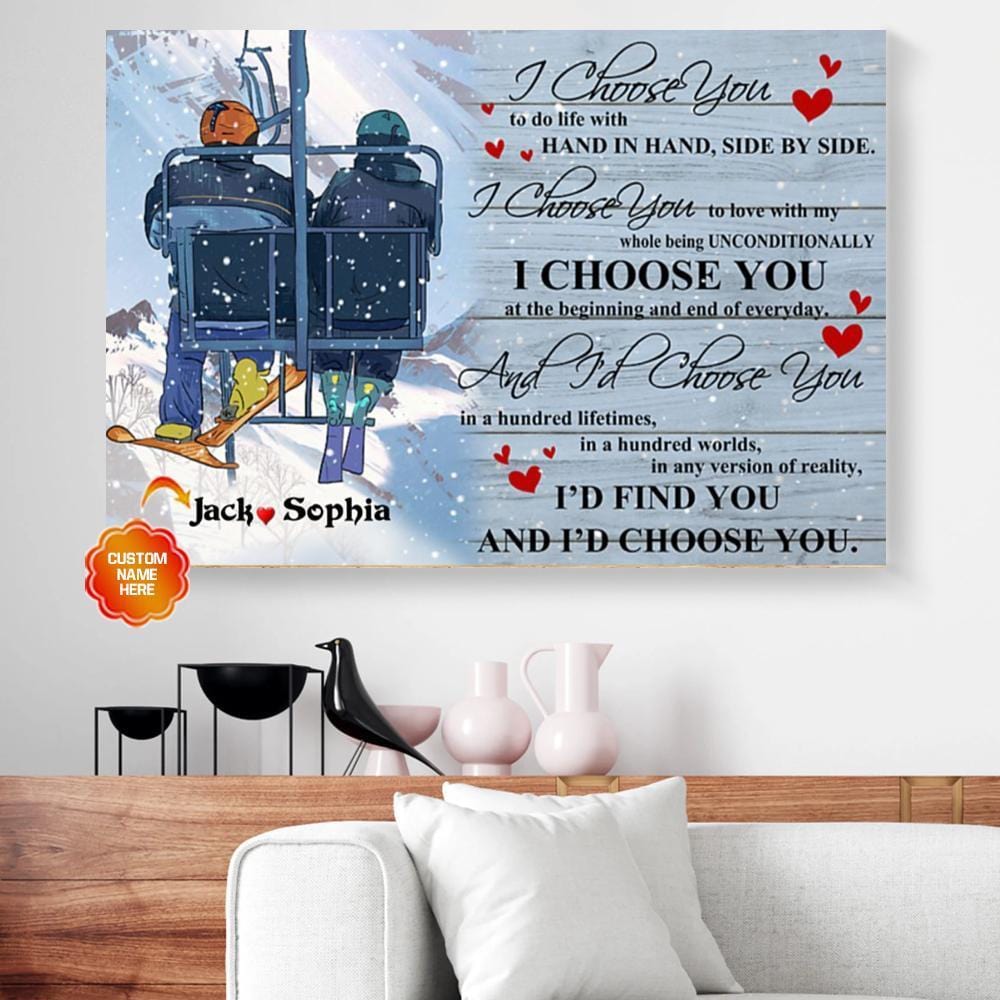 Canvas Prints I Choose You To Do Life With Hand In Hand Skiing Custom Horizontal Canvas Wall Art Elegant Wall Art Home Decor