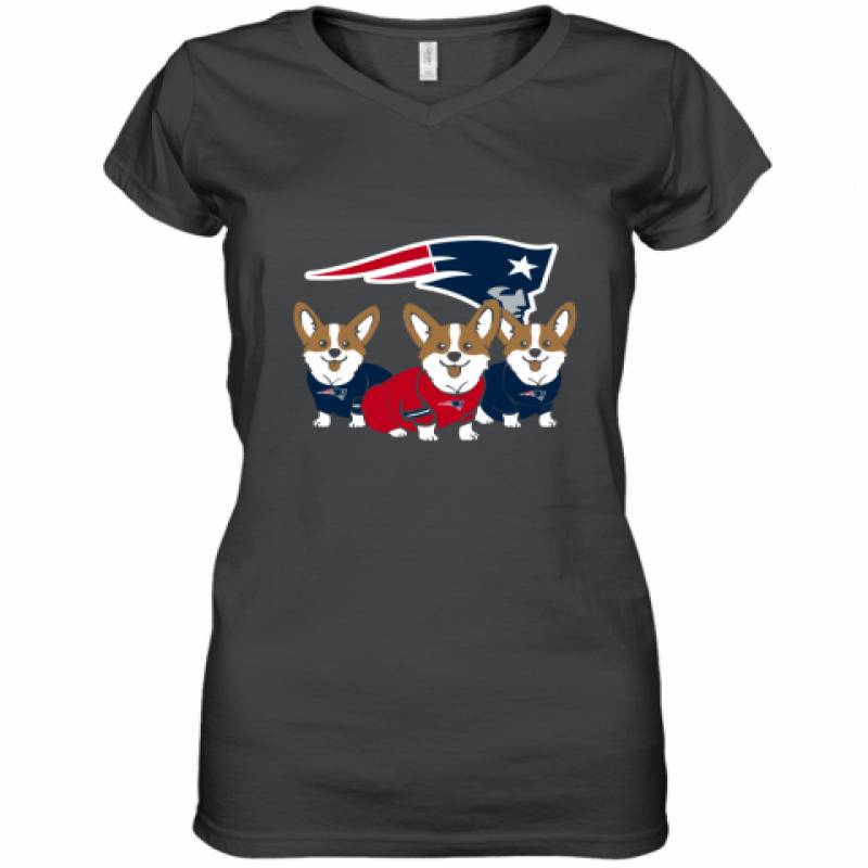 New England Patriots Corgi shirt Women's V-Neck T-Shirt