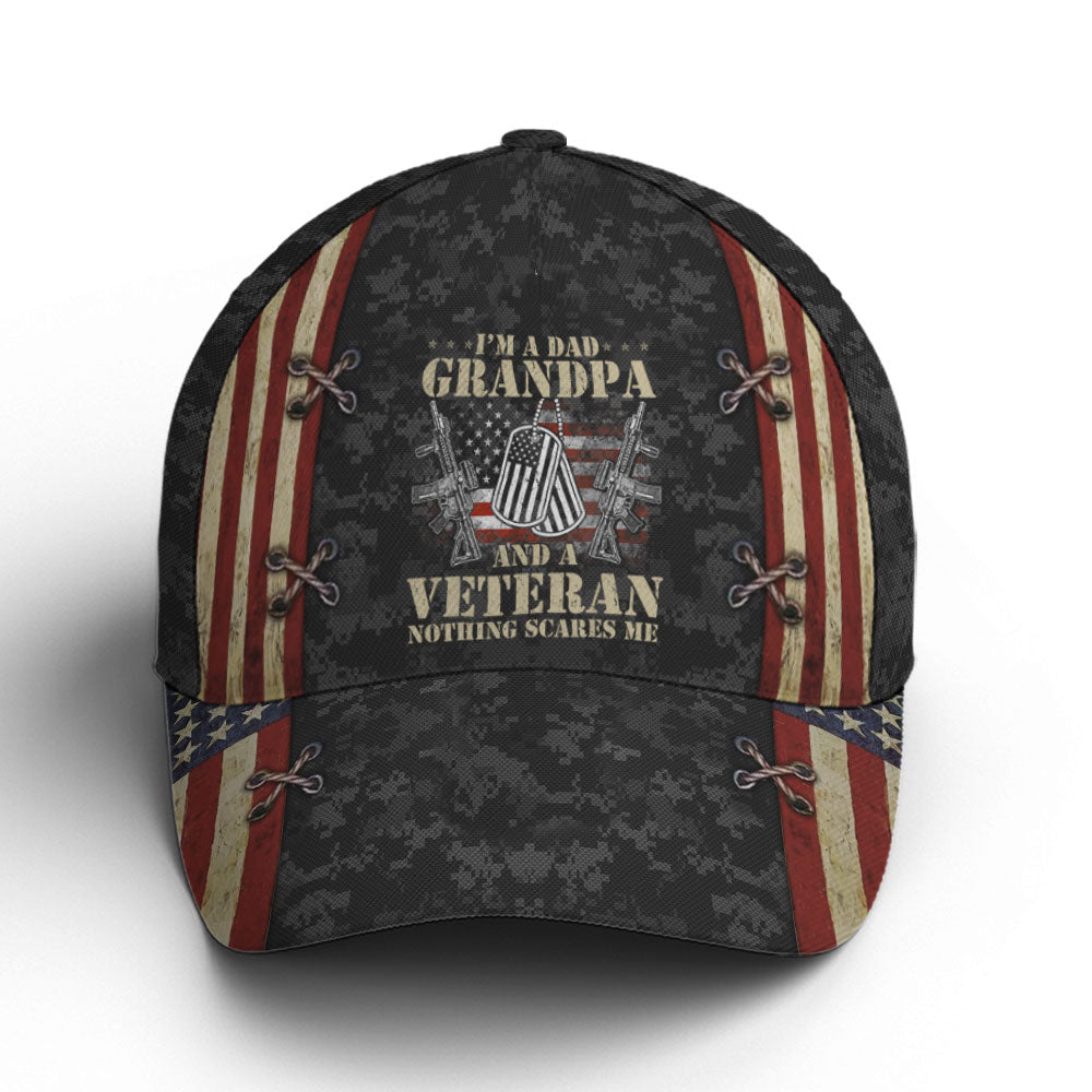 Grandpa Dad Veteran Nothing Scares Me Baseball Cap Coolspod