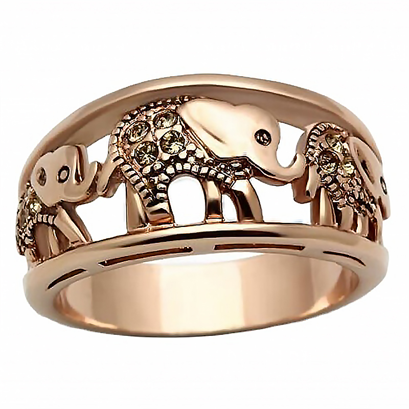 Imitation -Plated Elephant Hollow Inlaid Zircon Animal Ladies Ring Fashion Elegant Girl Ring High-Quality Alloy Jewelry alx