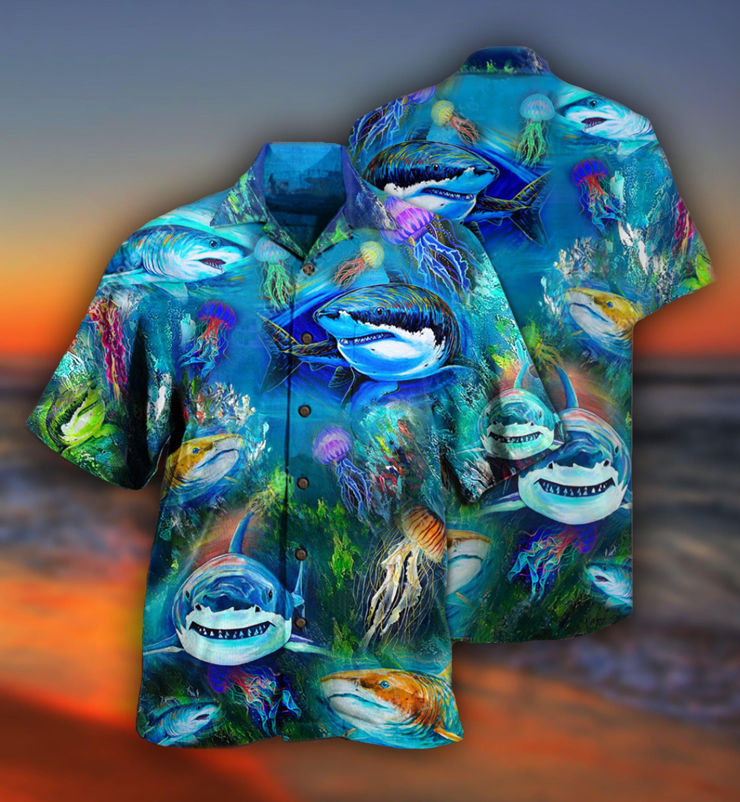 Shark Over Sea Awesome Hawaiian Shirt