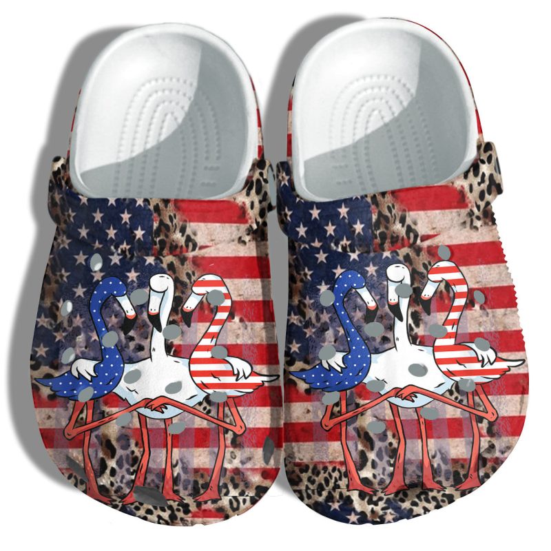 Friendship Flamingo America Flag Shoes Gift Women – Leopard Among Us Friends 4Th Of July Shoes Birthday Gift