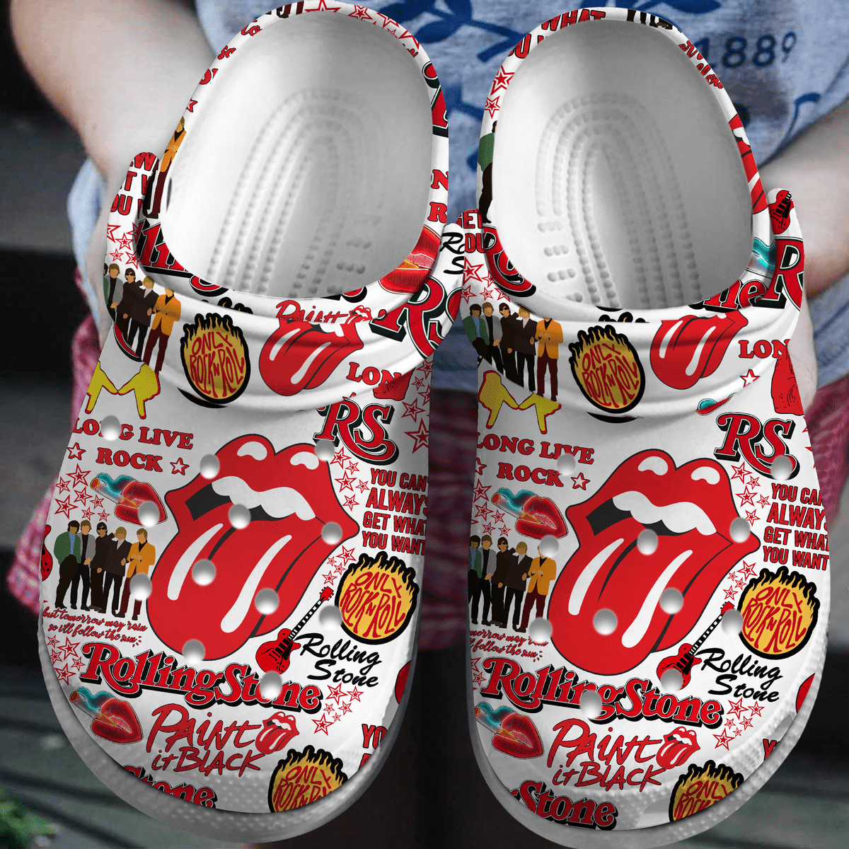 The Rolling Stones Music Band Crocs Crocband Clogs Shoes Comfortable For Men Women and Kids