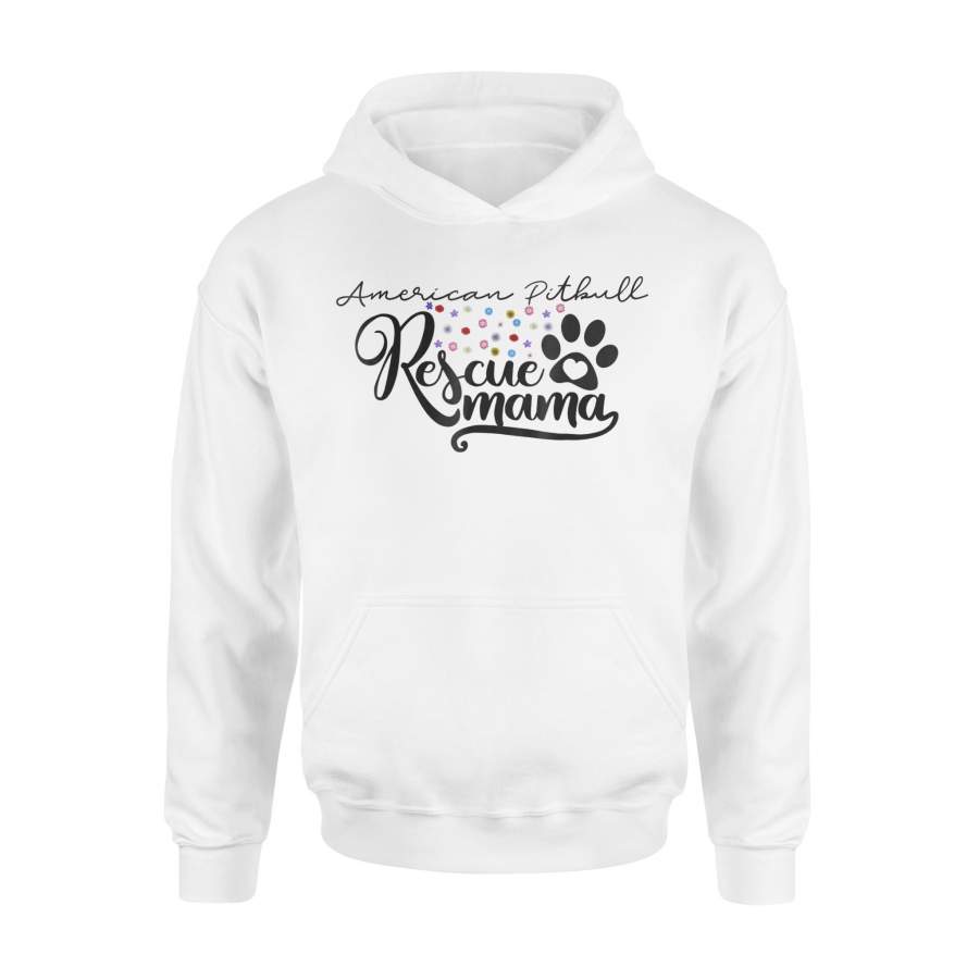 American Pitbull Rescue Dog Mama Puppy Paw Flowers Hoodie