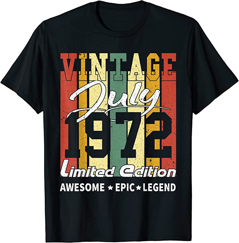 Vintage Limited Edition Birthday Decoration July 1972 T-Shirt