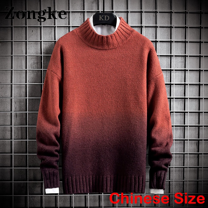 Zongke Knit Pink Sweater Mens Streetwear Free Shipping For Mens Sweater Harajuku Clothes 2XL 2022 Autumn Winter New Arrivals alx