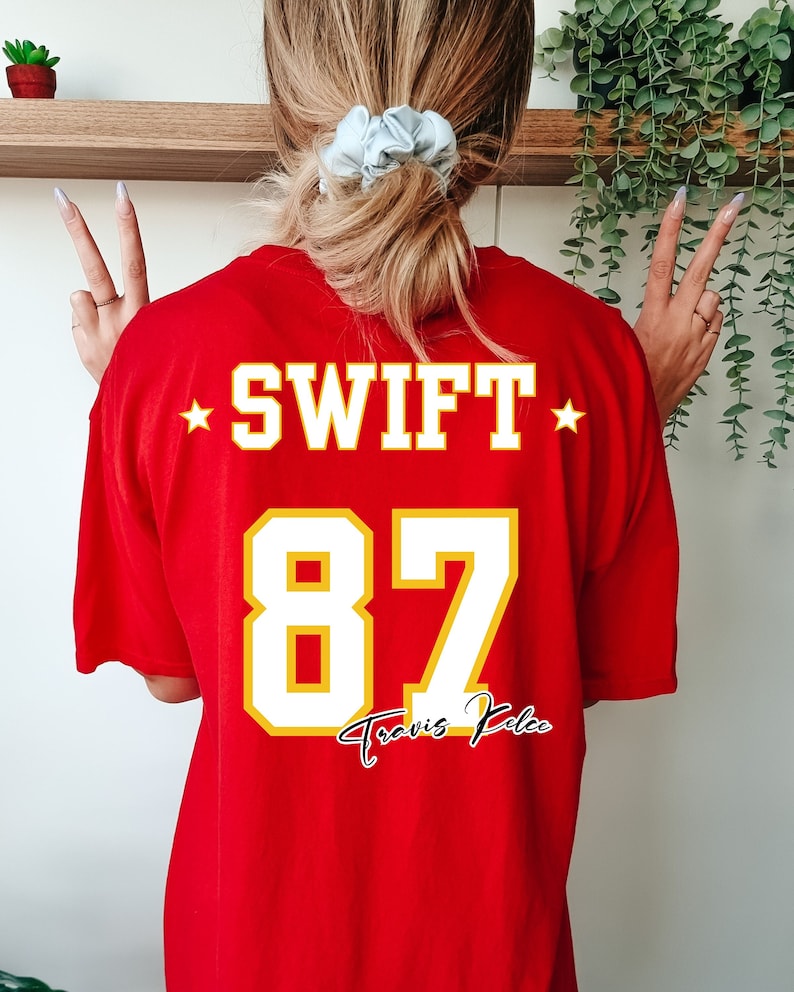 Swift Kelce Jersey Shirt Travis Kelce and Swift Halloween Costume Kansas City Chiefs Jersey Shirt KC Chiefs Swift Jersey Shirt Swiftie Fan T