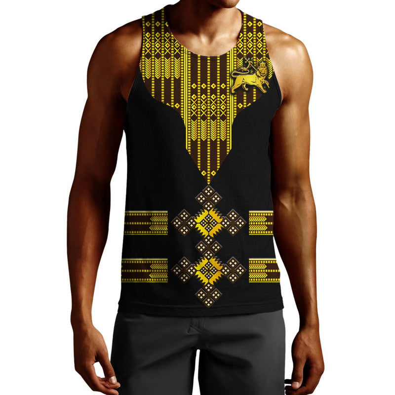 (Custom Personalised) Ethiopia Men Tank Top Ethiopian Lion Of Judah Tibeb Vibes – Black Lt8