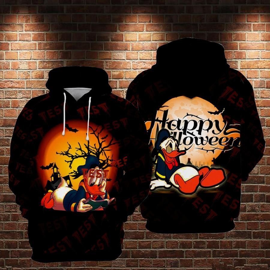 Unifinz Dn Halloween Hoodie Donald Duck Happy Halloween Spooky Night Black Hoodie 2022