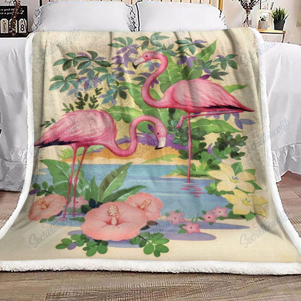 Flamingo And Flower Am2712560Cl Fleece Blanket