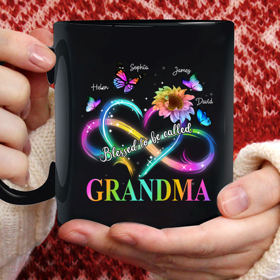 Blessed To Be Called Grandma Kid Butterflies Mug