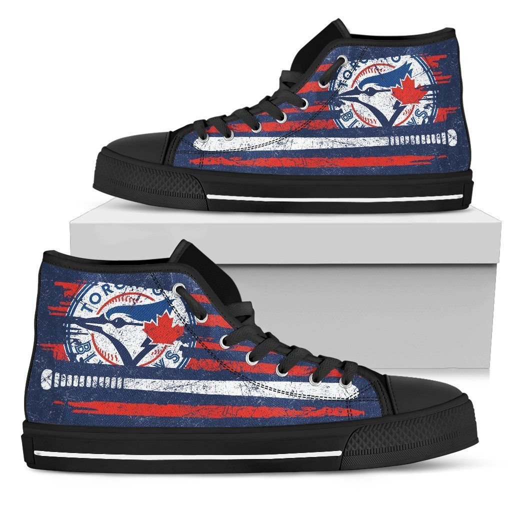 American Flag Vintage Baseball Toronto Blue Jays High Top Shoes Design By TeeCowBoy Fashion