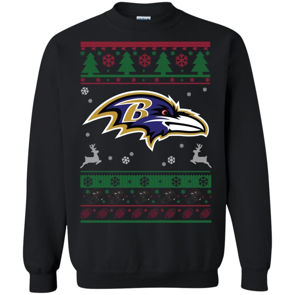 Baltimore Ravens Logo Football Teams Ugly Christmas Sweater Unisex Crewneck Pullover Sweatshirt