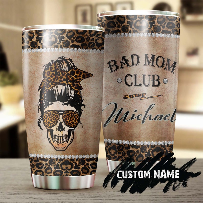 Skull Mom Club Personalized Tumbler-Skull Tumbler-Skull Birthday Gift Christmas Gift For Hairstylist Mother’S Day Gift