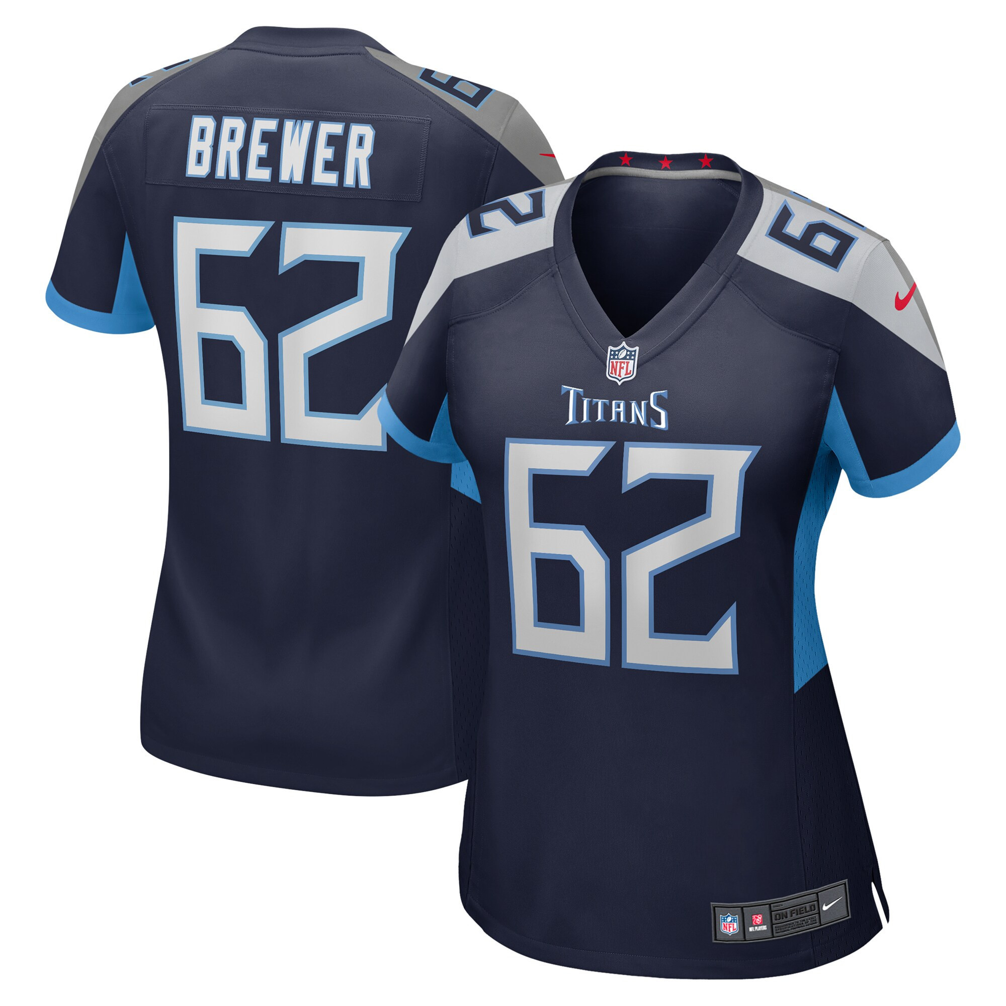 Aaron Brewer Tennessee Titans Womens Game Jersey – Navy NFL