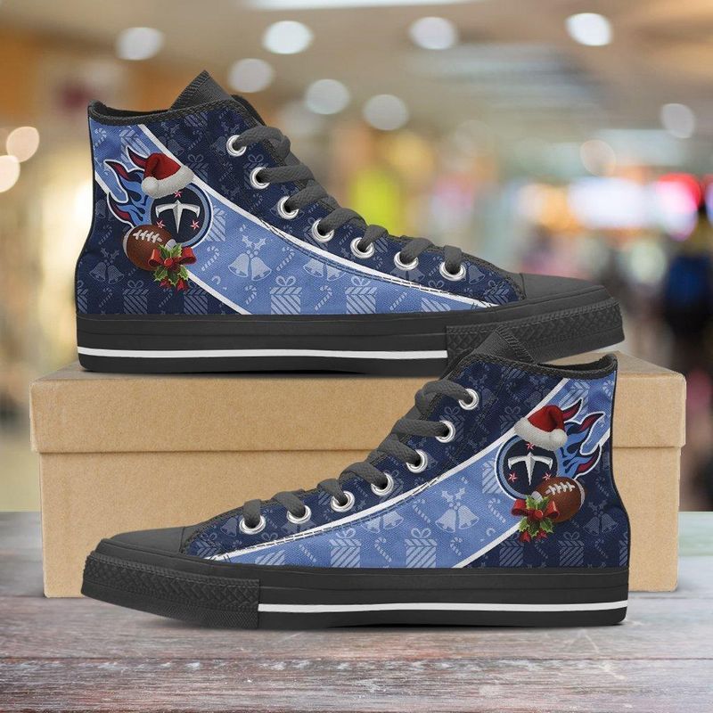 Tennessee Titans Christmas Limited Edition Men’S And Women’S Black Sole And Shoelaces High Top Canvas Shoes All Us Size