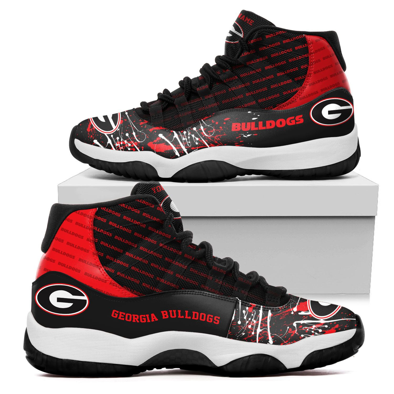 Custom Name Georgia Bulldogs Air Jd 11 Sneakers Shoes 148 For Football Fans University Of Georgia