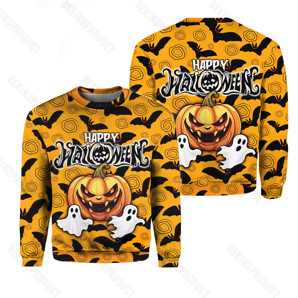 Happy Halloween Bat Pattern Crewneck Sweatshirt All Over Print Sweatshirt For Women Sweatshirt For Men Swn1238