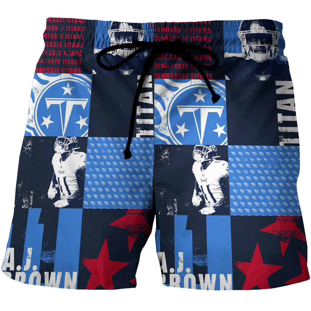 Tennessee Titans A J Brown1 3D All Over Print Summer Beach Hawaiian Short