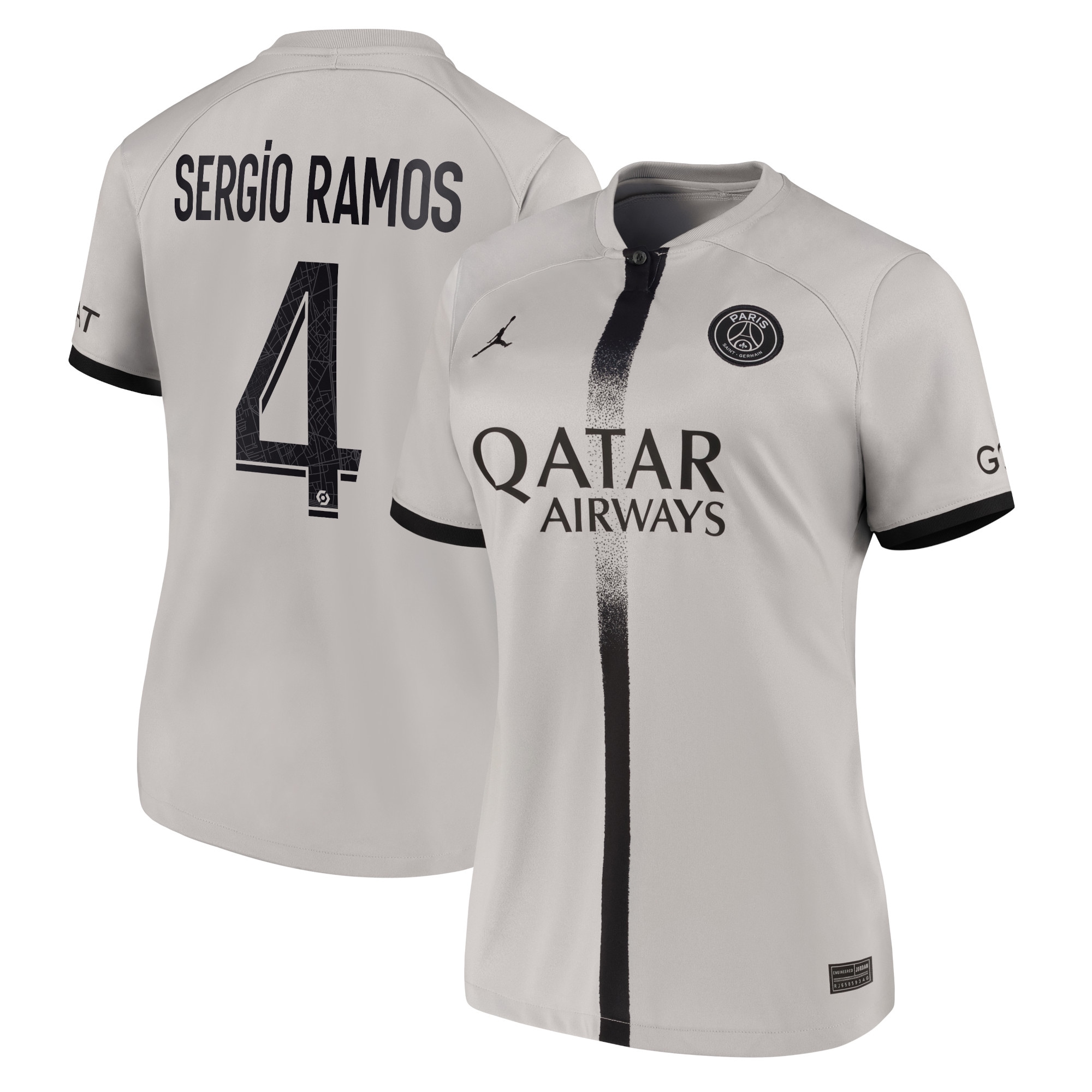 Sergio Ramos Paris Saint-Germain Women's 2022/23 Away Breathe Stadium Replica Player Jersey – Black