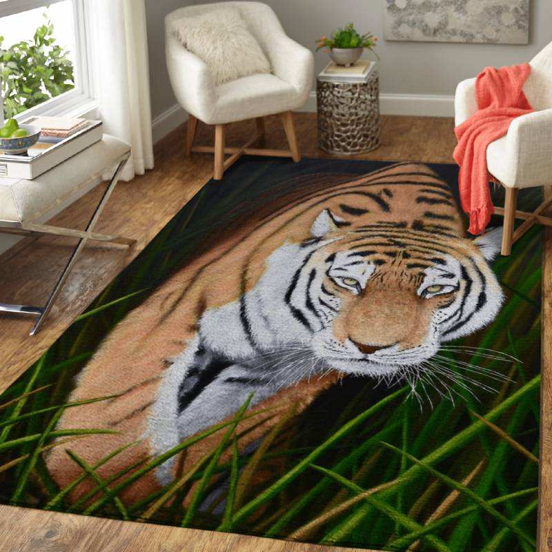 Tiger in the Grass – Animals Area Rug Carpet