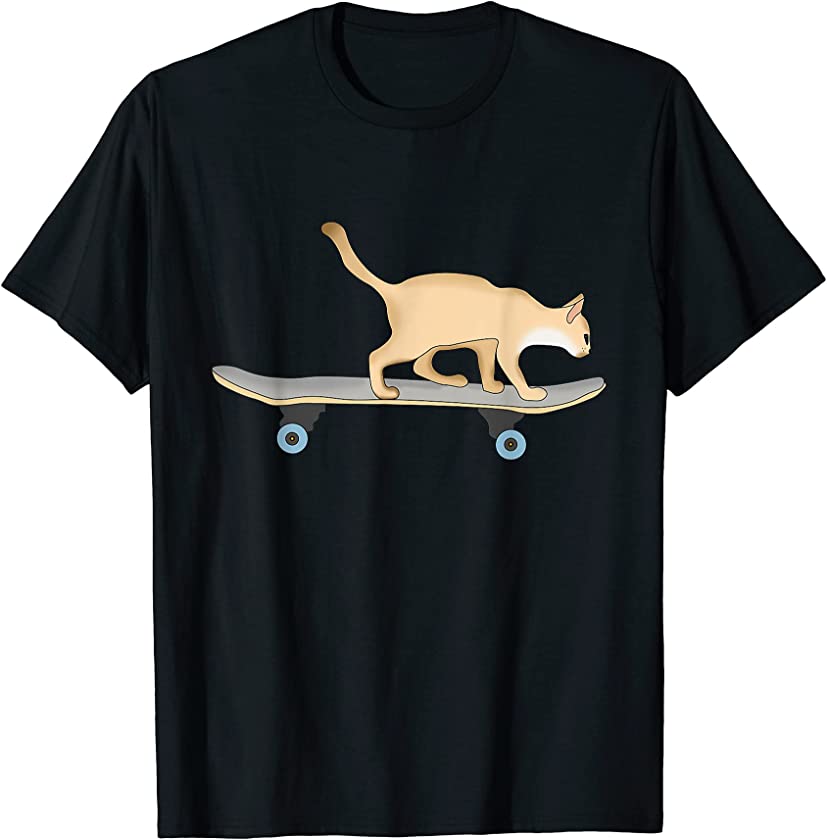 Cute Cat Skateboard Aesthetic Lovely Cat Kitten Funny T-Shirt