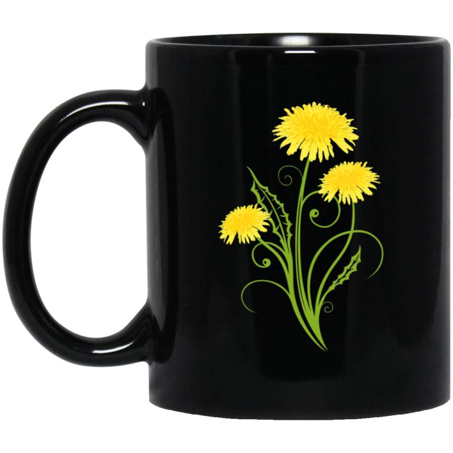 Realistic Dandelion Wildflower Spring Flower Wish 11oz 15oz Black Mug Happy Easter Day Funny Colors Eggs Bunny Ears Peeps Cute