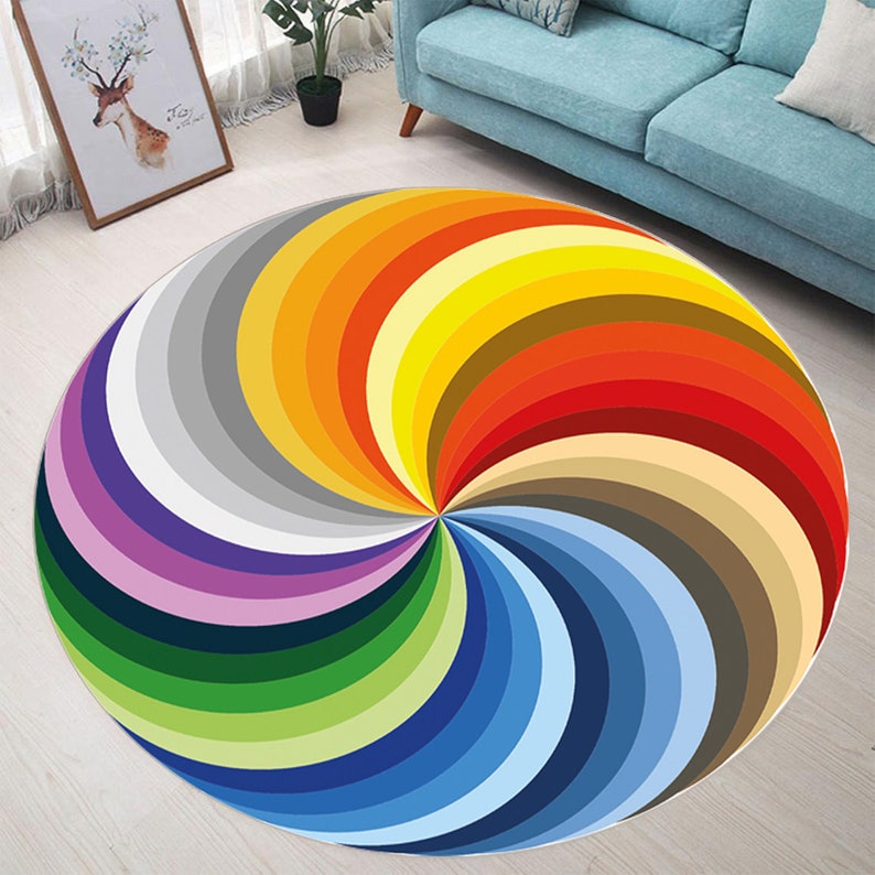 Rainbow Rug, Round Rug, Round Carpet, Rainbow Pattern Round, Colorfoul Rug, Decor Rug, Indoor Mat, Designer Rugs, Kids Decor Rugs