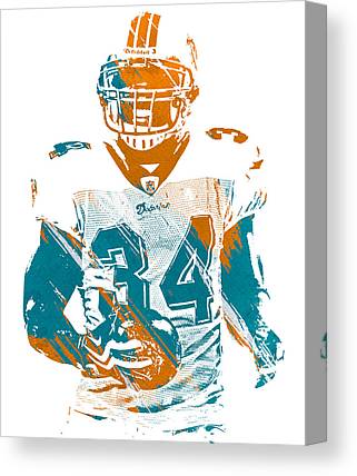 Ricky Williams Miami Dolphins Watercolor Strokes Pixel Art 1 Joe Hamilton Canvas Print