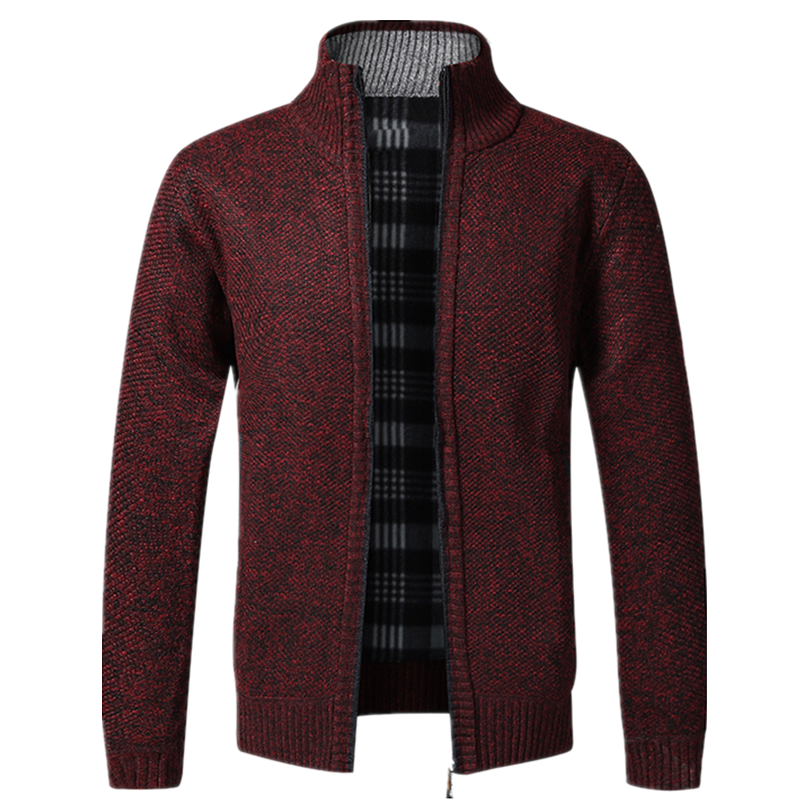 2022 Autumn Winter Men’s Sweaters Slim Fit Stand Collar Zipper Cardigan Jacket Warm Knitted Coats Male Clothing Casual Knitwear alx