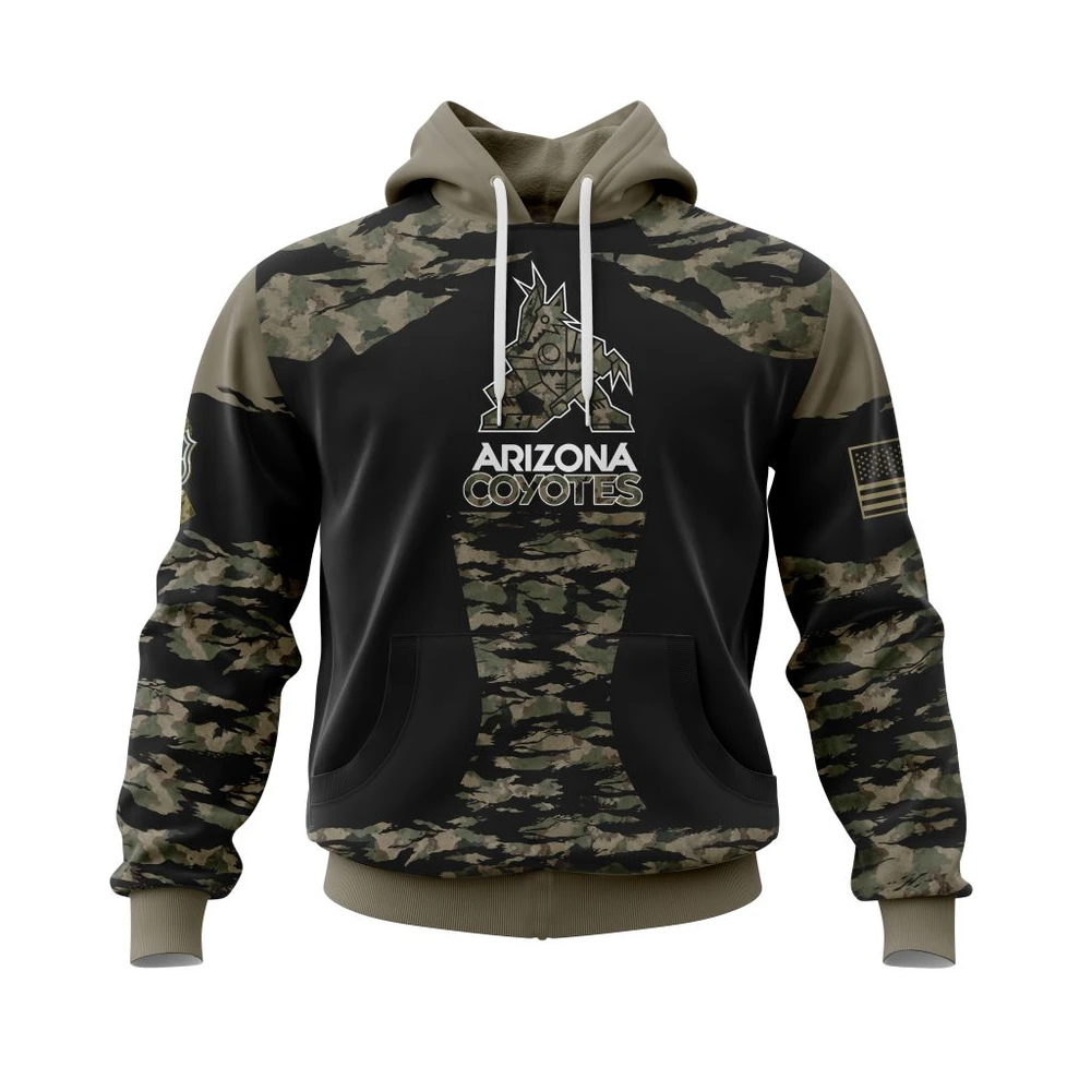 Hoodie Arizona Coyotes, Honors Veterans And Military Members Qtnhl080524A3822Hd