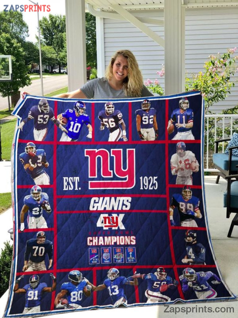 New York Giants 4 X Super Bowl Champions 3D Printing Quilt Gift For Fan Football Lovers