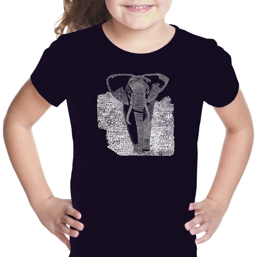 LA Pop Art Girl’s Word Art T-shirt – ELEPHANT