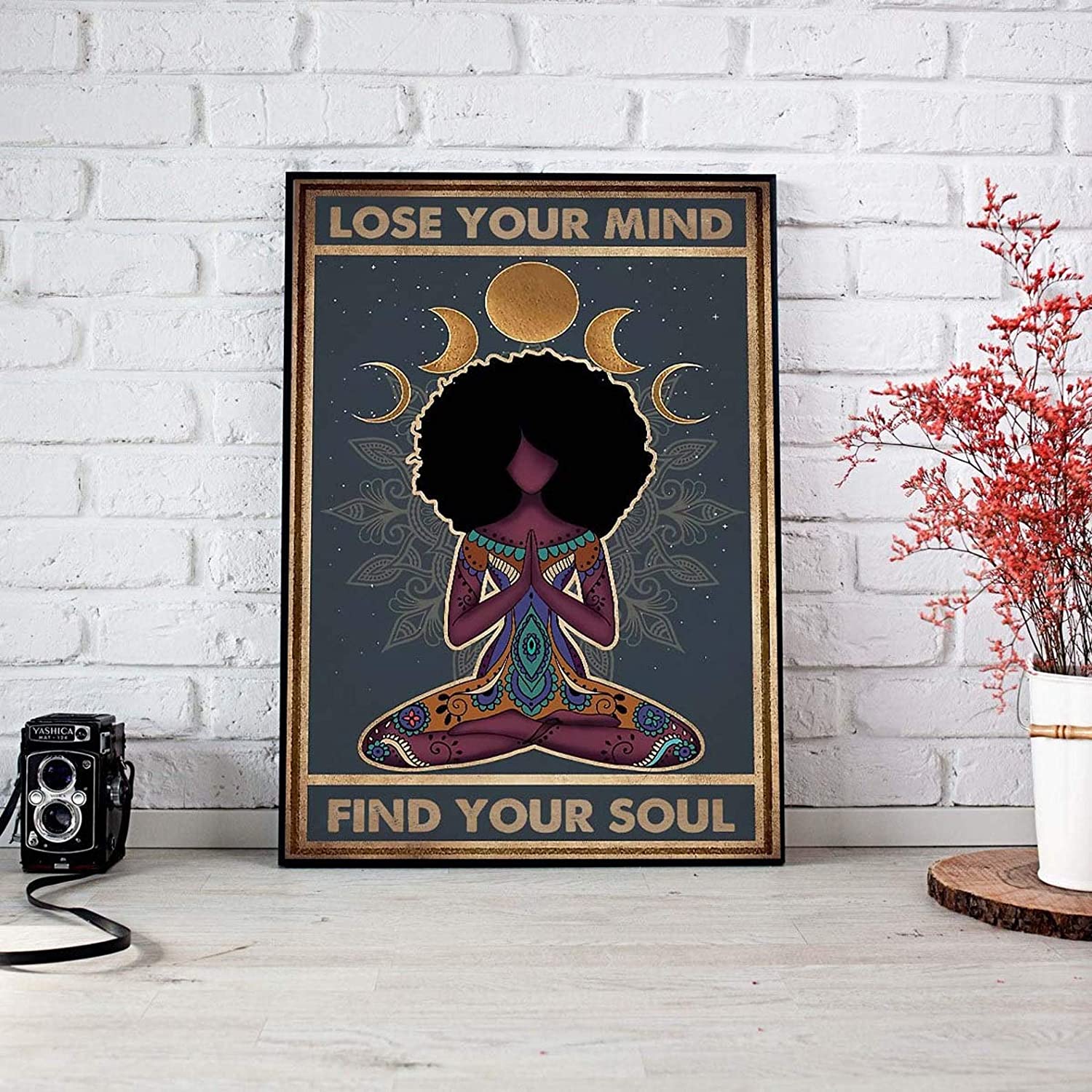 Poster Vintage Movies Yoga Poster Lose Your Mind Find Your Soul Yoga Prints Poster Yoga Studio Wall Decor Black Girl Magic Meditation Poster Yoga Lover