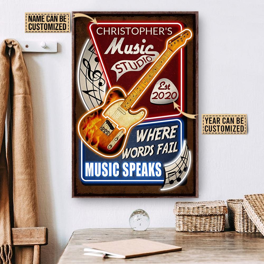 Aeticon Gifts Personalized Fender Telecaster Music Speaks Canvas Mom Dad Gift Home Decor