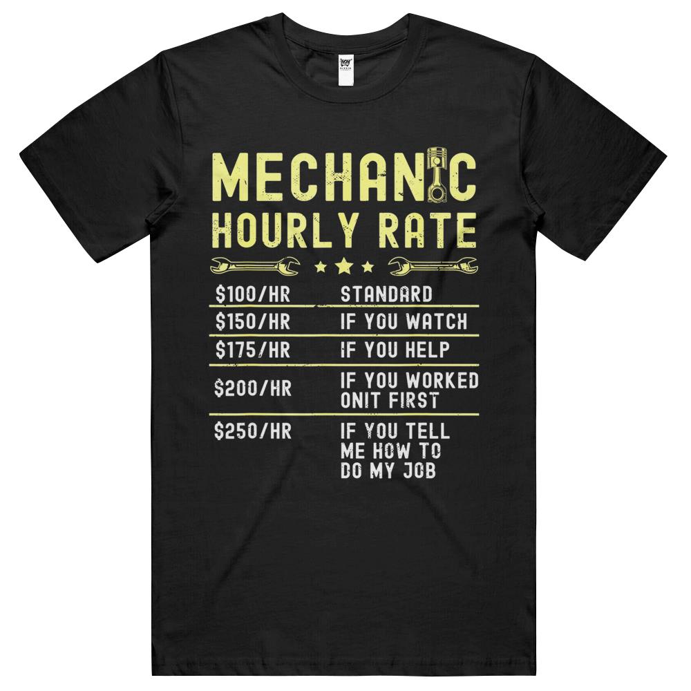 Mechanic Hourly Rate Labor Rates Funny Vintage Graphic T Shirts