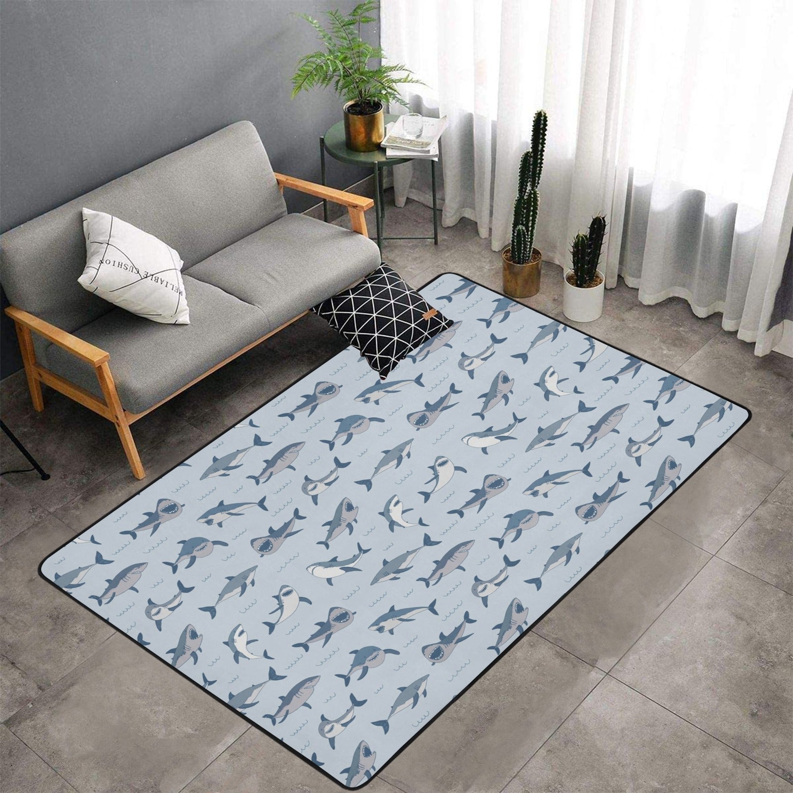 Shark Print Design Lks304 Area Rug 7’X5′