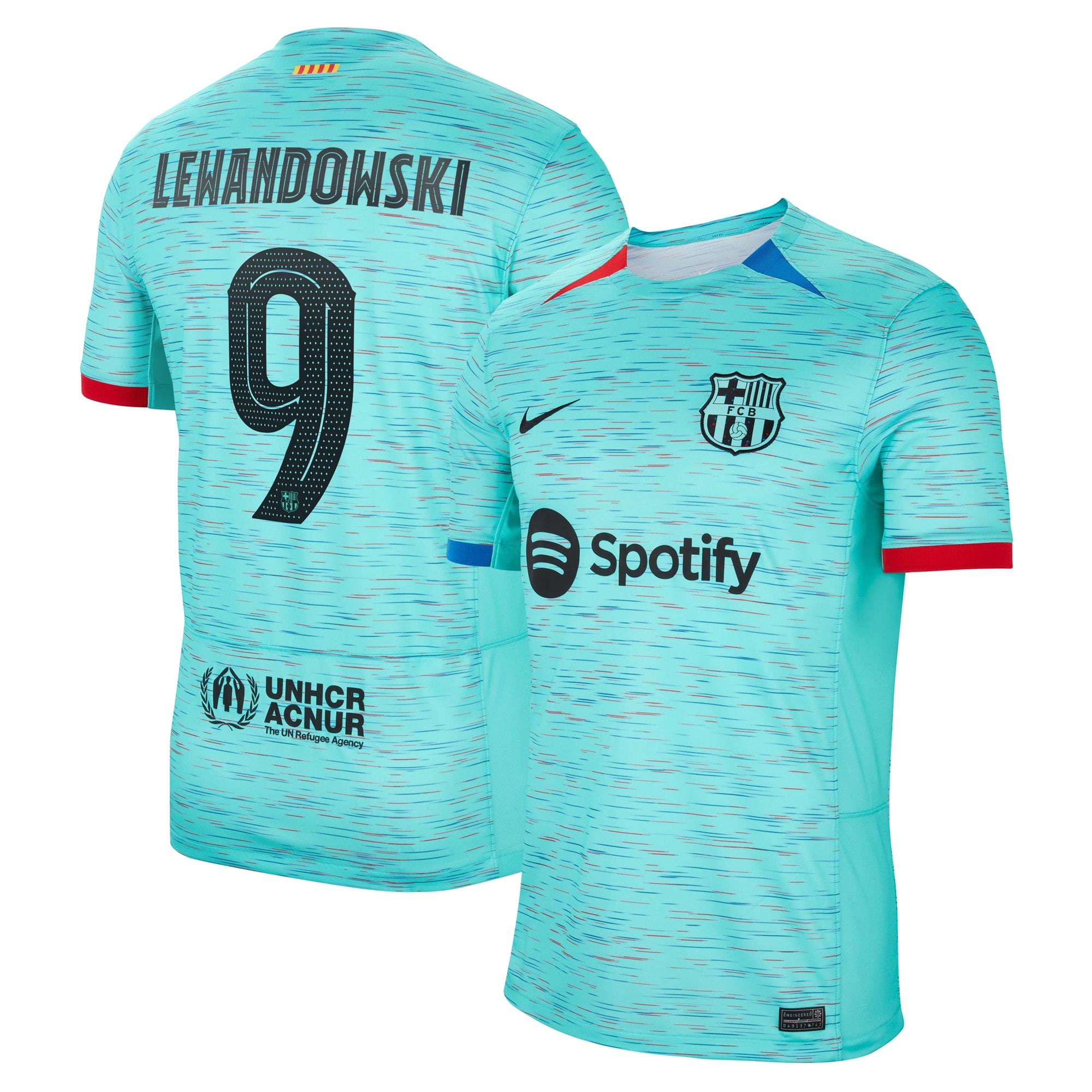 Robert Lewandowski Barcelona 2023/24 Third Replica Jersey – Aqua