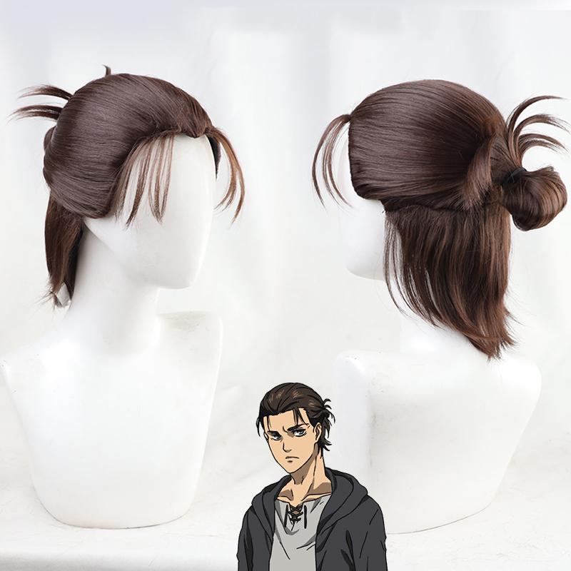 2 Types The Final Season Attack on Titan Eren Jaeger Cosplay Wig Brown Heat Resistant Synthetic Hair Cosplay Wigs + Wig Cap alx