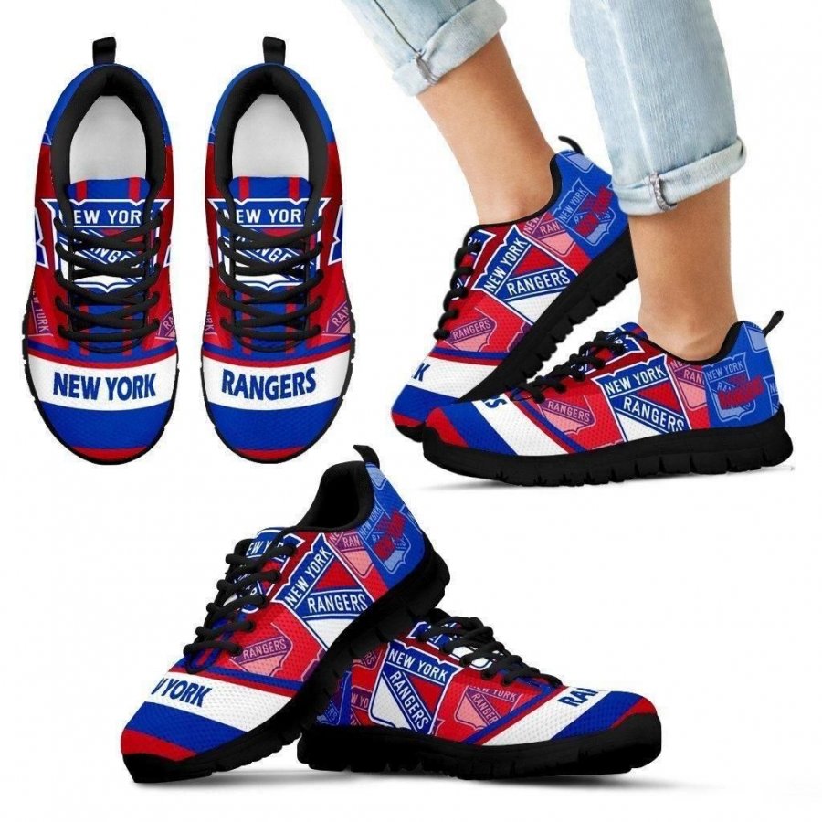 Three Impressing Point Of Logo New York Rangers Sneakers #718