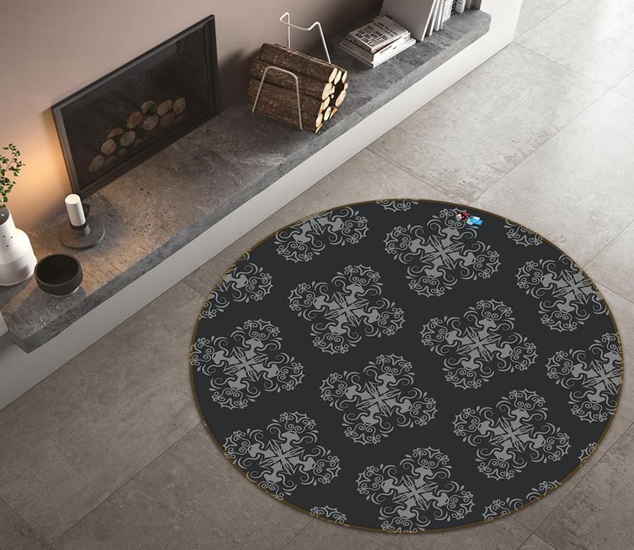 3d Black Texture 64110 Round Rug Home Decor