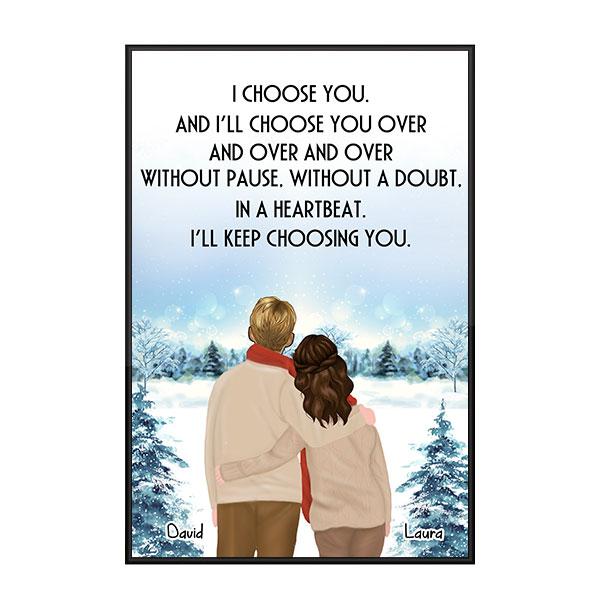 Custom Personalized hairstyle name Valentine’s day wall prints poster gift ideas for room him boyfriend husband her girlfriend wife couple – I Choose You TY2212 – Personalizedwitch