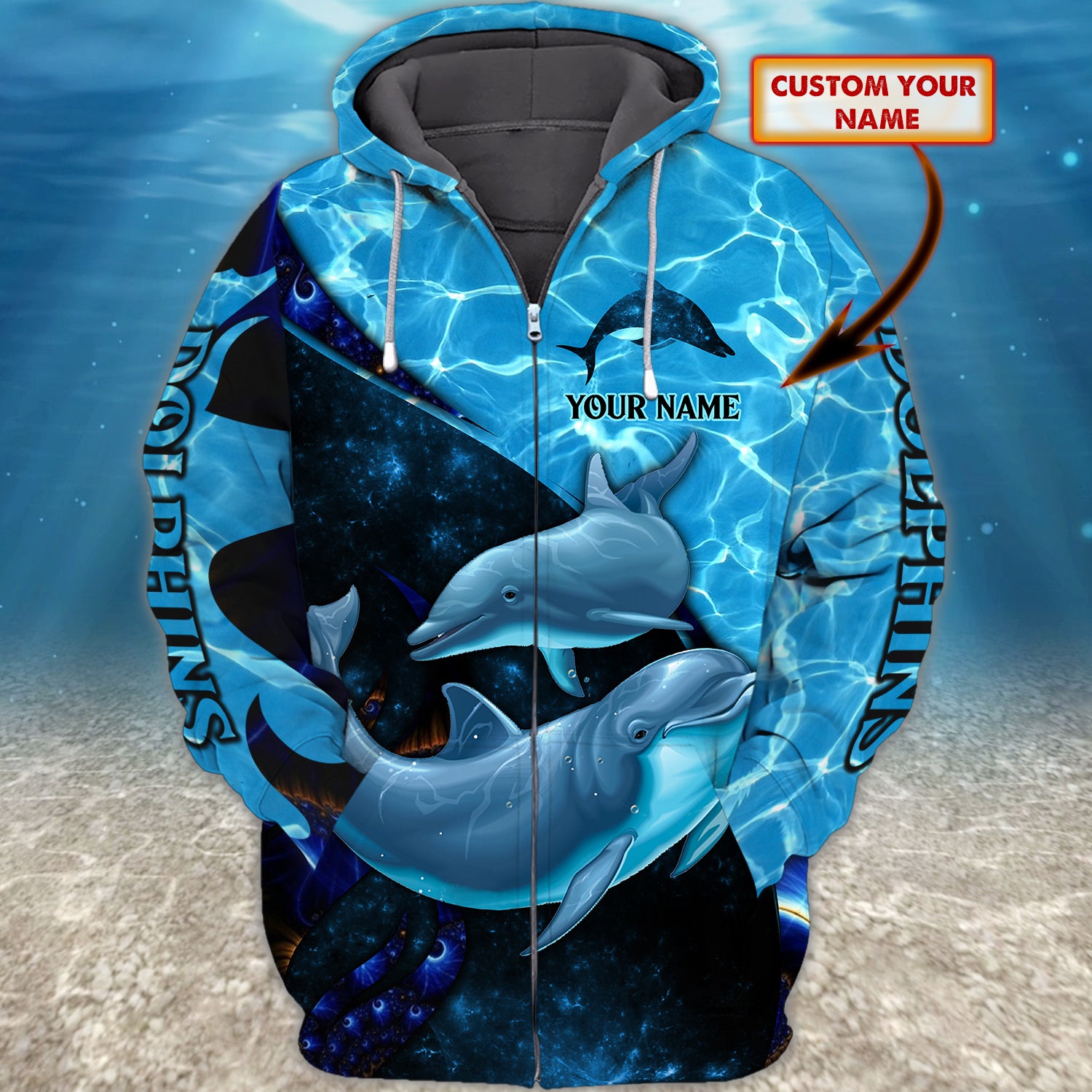 Dolphins – Personalized Name 3D Zipper Hoodie 223 – Bhn97