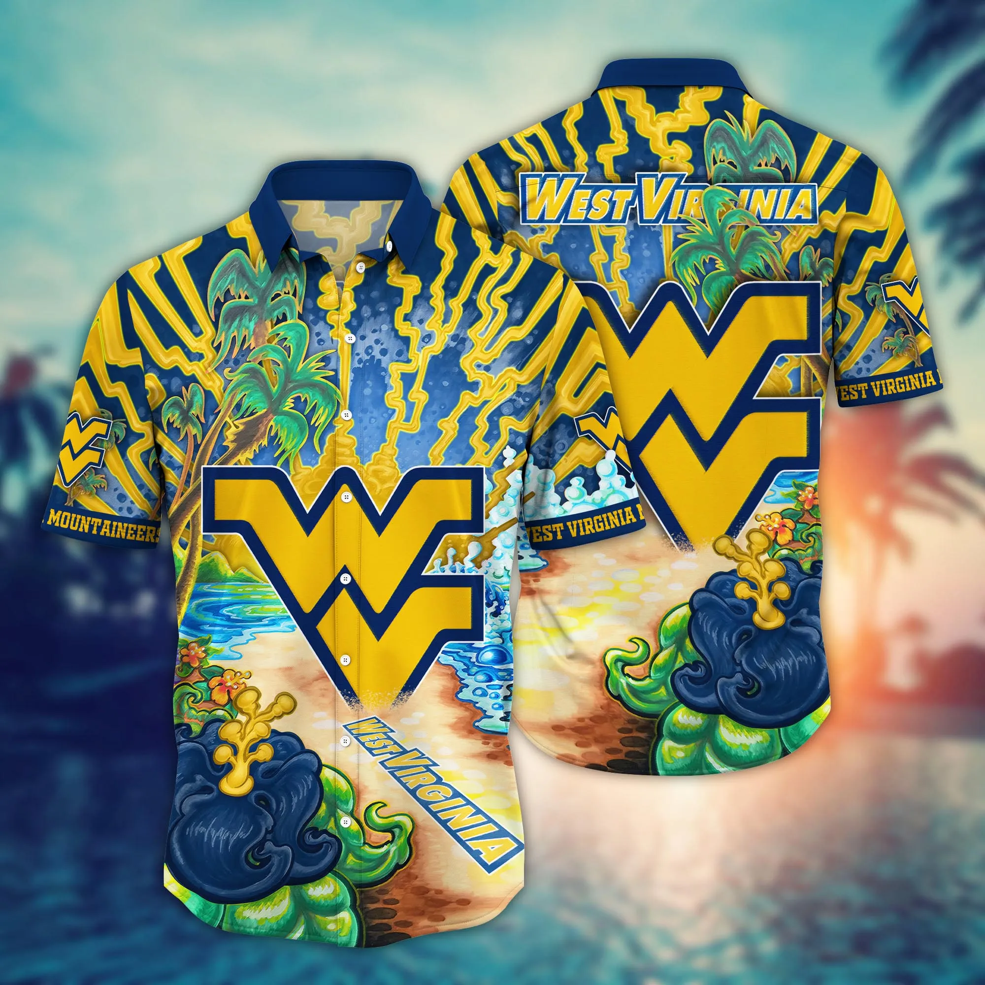 West Virginia Mountaineers NCCA Hawaiian Shirt Ice-Cold Drinkstime Aloha Shirt