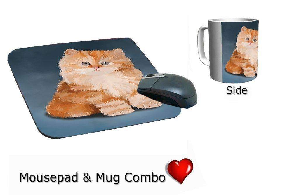 Red Persian Kitten Cat Mug & Mousepad Combo Gift Set