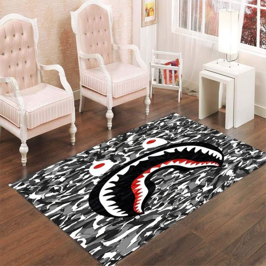 BAPE SHARK BLACK ARMY PATTERN Area Rugs Living Room Carpet Christmas Gift Floor Decor RCDD81F33657