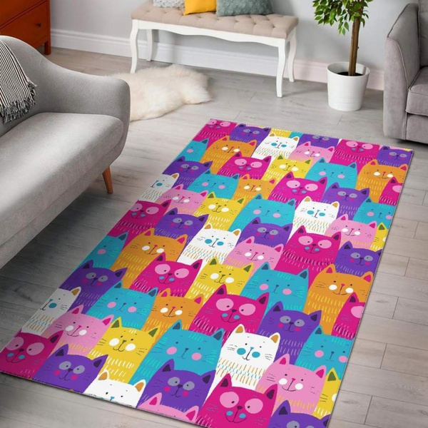 Colorful Kitten Cat Pattern Print Area Rug